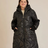 Макси удължено ватирано яке А-линия - черен