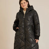 Макси удължено ватирано яке А-линия - черен