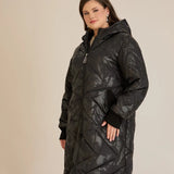 Макси удължено ватирано яке А-линия - черен