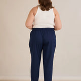 Летен еластичен панталон с памук - син