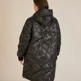 Макси удължено ватирано яке А-линия - черен