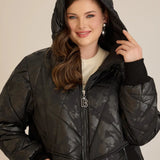 Макси удължено ватирано яке А-линия - черен