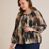 Блуза свободна кройка от шифон - мултиколор мока