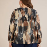 Блуза свободна кройка от шифон - мултиколор мока