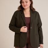 Спортно-елегантно сако с ревер и закопчаване - тъмнозелен