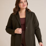 Спортно-елегантно сако с ревер и закопчаване - тъмнозелен