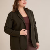 Спортно-елегантно сако с ревер и закопчаване - тъмнозелен