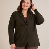 Спортно-елегантно сако с ревер и закопчаване - тъмнозелен