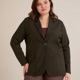 Спортно-елегантно сако с ревер и закопчаване - тъмнозелен