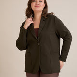 Спортно-елегантно сако с ревер и закопчаване - тъмнозелен