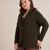 Спортно-елегантно сако с ревер и закопчаване - тъмнозелен