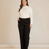 Панталон с ластична талия и права кройка - черен