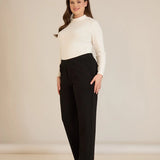 Панталон с ластична талия и права кройка - черен