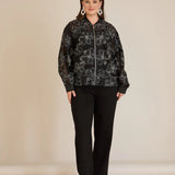 Елегантно яке със сребристи флорални мотиви