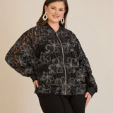 Елегантно яке със сребристи флорални мотиви