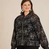 Елегантно яке със сребристи флорални мотиви