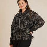 Елегантно яке със сребристи флорални мотиви