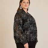 Елегантно яке със сребристи флорални мотиви