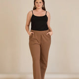 Панталон с ластична талия и права кройка - мока