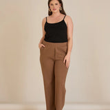 Панталон с ластична талия и права кройка - мока