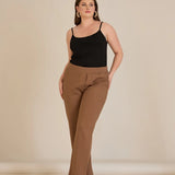 Панталон с ластична талия и права кройка - мока