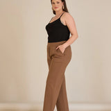 Панталон с ластична талия и права кройка - мока