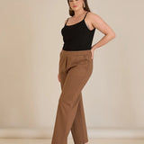 Панталон с ластична талия и права кройка - мока