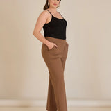 Панталон с ластична талия и права кройка - мока