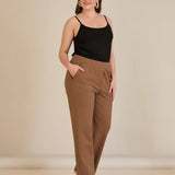 Панталон с ластична талия и права кройка - мока