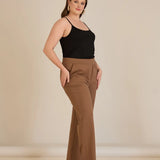 Панталон с ластична талия и права кройка - мока