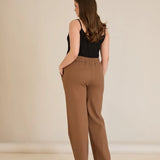 Панталон с ластична талия и права кройка - мока