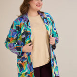 Спортно-елегантен блейзер без закопчаване - многоцветен