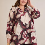 Дълга и свободна риза с абстрактен десен