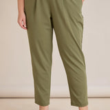 Летен еластичен панталон с памук - олив