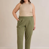Летен еластичен панталон с памук - олив