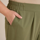 Летен еластичен панталон с памук - олив