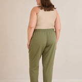 Летен еластичен панталон с памук - олив