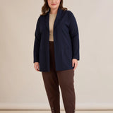 Спортно-елегантен блейзер без закопчаване - тъмносин