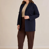 Спортно-елегантен блейзер без закопчаване - тъмносин