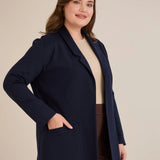 Спортно-елегантен блейзер без закопчаване - тъмносин