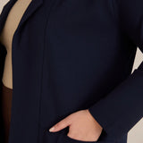 Спортно-елегантен блейзер без закопчаване - тъмносин