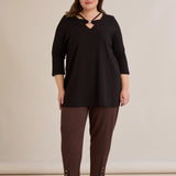 Памучна туника 7/8 ръкав с детайл