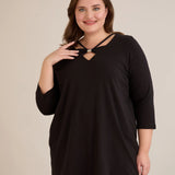 Памучна туника 7/8 ръкав с детайл