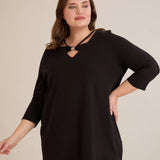 Памучна туника 7/8 ръкав с детайл