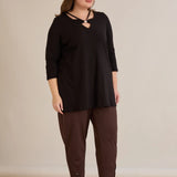 Памучна туника 7/8 ръкав с детайл