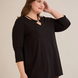 Памучна туника 7/8 ръкав с детайл