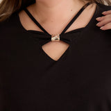 Памучна туника 7/8 ръкав с детайл