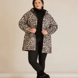 Олекотено есенно яке с леопардова щампа