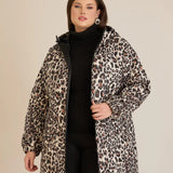Олекотено есенно яке с леопардова щампа