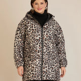 Олекотено есенно яке с леопардова щампа